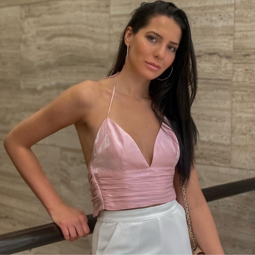 NWT Revolve NBD Easton Halter Top in Shiny Light Pink